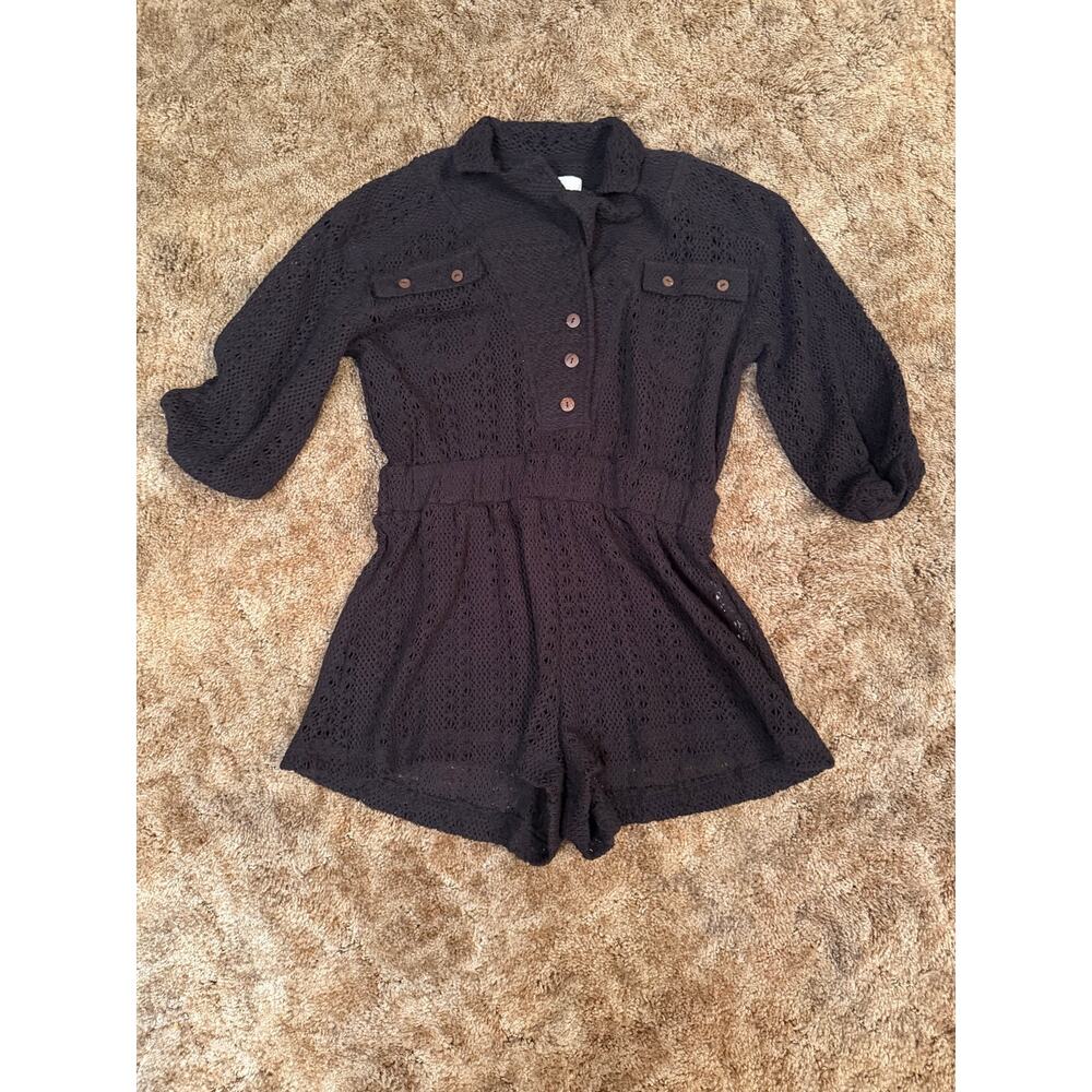 NWT Free People Beach "Ryan" Open Knit Crochet Romper / Swim Cover-Up Vacation